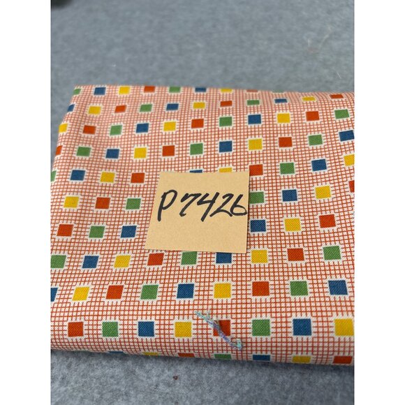 Play All Day by American Jane Cotton Fabric 19" x 44" Red Grid Multicolor Square - Picture 6 of 6